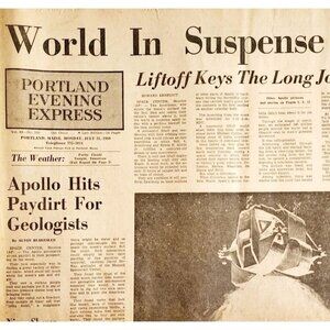 1969 Apollo 11 Moon Landing Return Mission Portland Express Newspaper 8/21 DWJJ